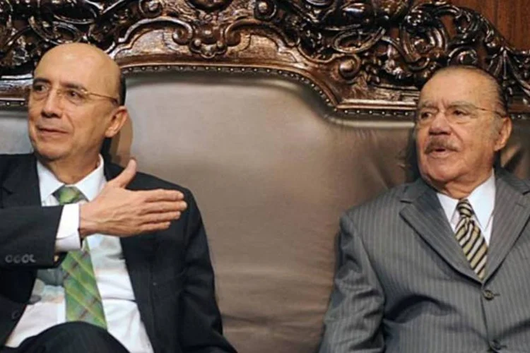 O presidente do BC, Henrique Meirelles (esquerda) visita Sarney, presidente do Senado (Antonio Cruz/AGÊNCIA BRASIL)