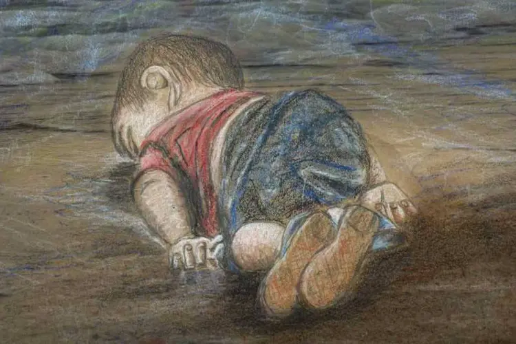 
	Ilustra&ccedil;&atilde;o de menino refugiado: pelo menos oito crian&ccedil;as est&atilde;o entre as v&iacute;timas do acidente
 (Reprodução/Twitter)