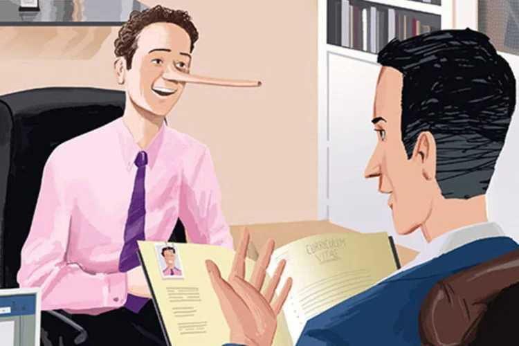 Mentir no currículo é crime (Ilustração: Nik Neves)