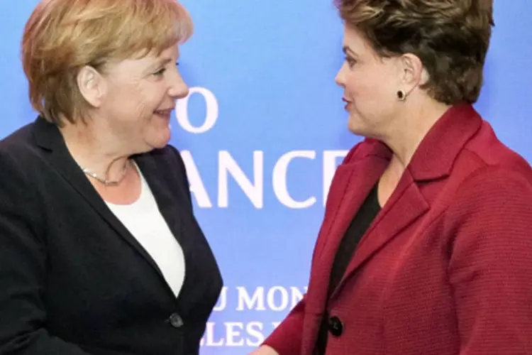 Merkel e Dilma se encontraram em Hanover para a inauguração de uma importante feira de informática (Roberto Stuckert Filho/PR)