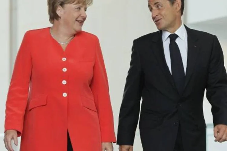 Merkel encontra Sarkozy: nenhum dos dois gosta de eurobônus (Sean Gallup/Getty Images)
