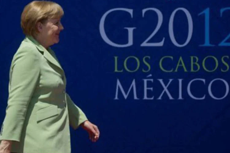 A chanceler alemã, Angela Merkel, em sua chegada à cúpula do G20 no dia 18 de junho
 (Bertrand Guay/AFP)