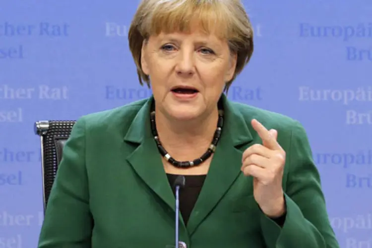 
	Angela Merkel, chanceler da Alemanha: PIB recua&nbsp;apesar de ganhos na Alemanha e na Fran&ccedil;a
 (Reuters)