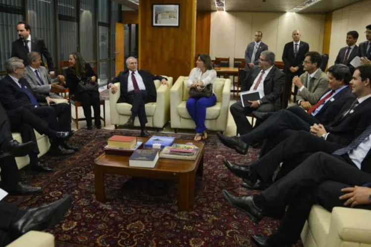 
	Michel Temer: vice recebeu deputados eleitos do PMDB para a primeira legislatura na C&acirc;mara
 (José Cruz/Agência Brasil)