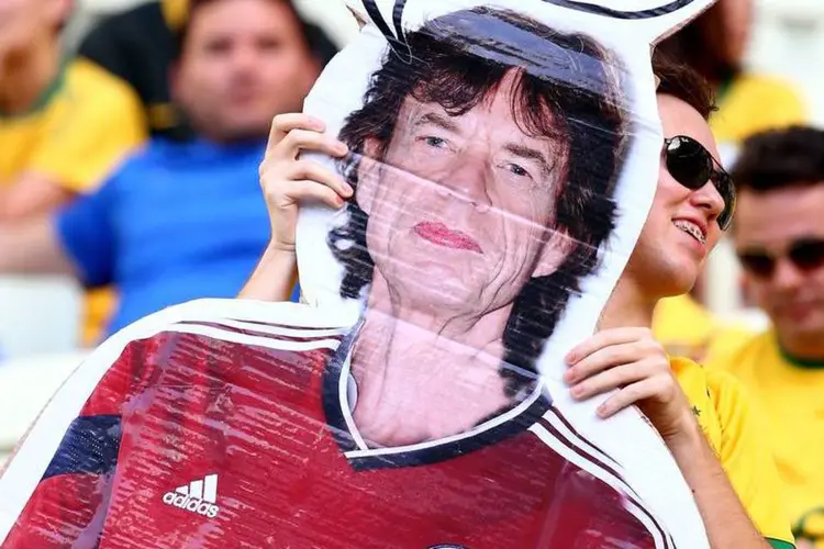 Mick Jagger esteve presente no Castelão para dar "sorte" para a seleção colombiana, em partida contra o Brasil (Robert Cianflone/Getty Images)