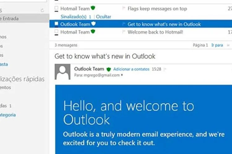 O Outlook.com está funcionando em fase experimental e tem o claro objetivo de competir com o Gmail, do Google (Reprodução)