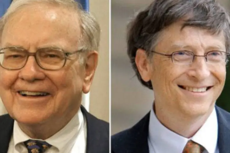 Bill Gates e Warren Buffett lideram os quarenta milionários que aceitaram doar metade de suas fortunas para caridade (AFP)