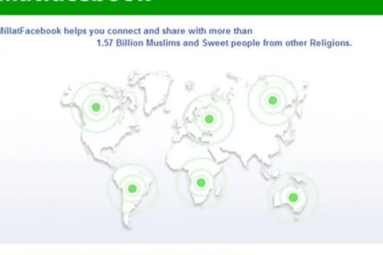 Tela de entrada do MillatFacebook, a "rede social muçulmana" (Reprodução)