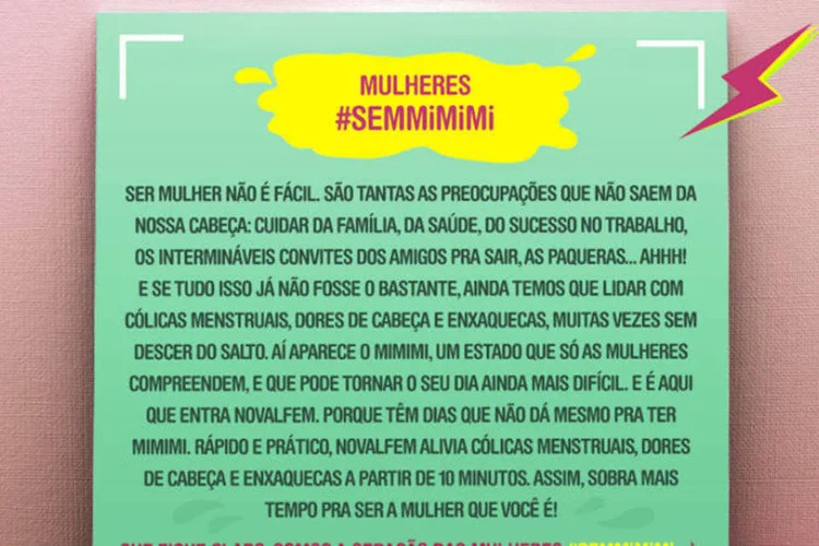 Campanha da Novalfem: críticas de mulheres após uso equivocado de expressão popular (Reprodução)