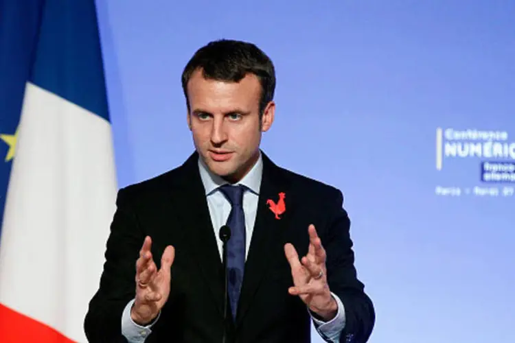 Emmanuel Macron: candidato de centro venceria Le Pen no segundo turno em 7 de maio, com 65 por cento dos votos (Getty Images/Getty Images)