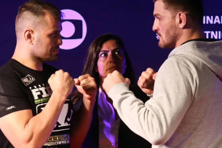 Fábio Maldonado (esq.) e Stipe Miocic lutam no confronto principal da noite deste sábado (Divulgação/Marcello Zambrana/inovafoto)