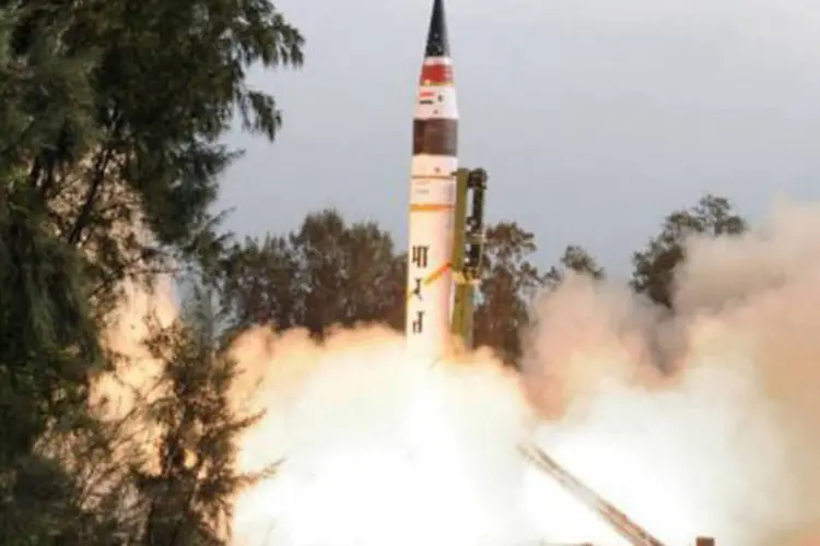 Agni V: os anteriores testes do Agni V ocorreram em 2012, 2013 e 2015 (Indian Defence Ministry/AFP)
