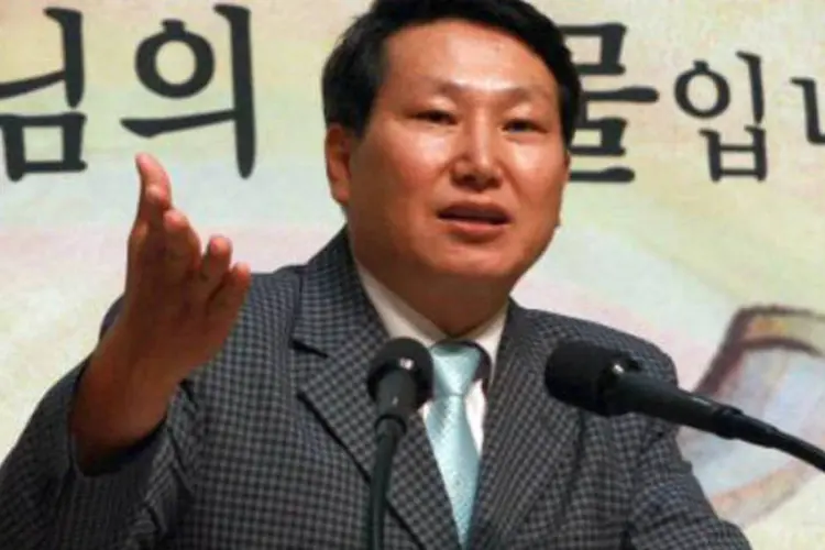 Missionário Kim Jeong-Wook: Wook leu um comunicado no qual detalhava suas atividades antigovernamentais (AFP)