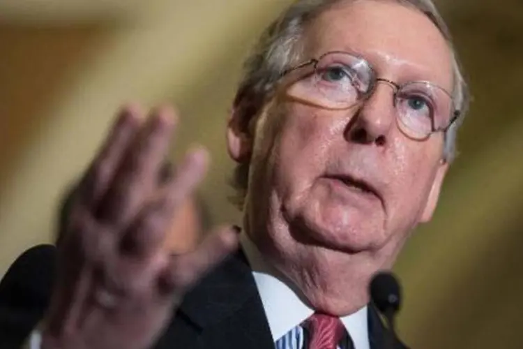 O líder republicano no Senado, Mitch McConnell, critica o acordo preliminar com o Irã (Nicholas Kamm/AFP)