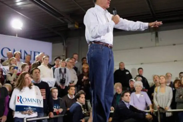 Mitt Romney, favorito à nomeação republicana em ato eleitoral em Iowa
 (Chip Somodevilla/AFP)