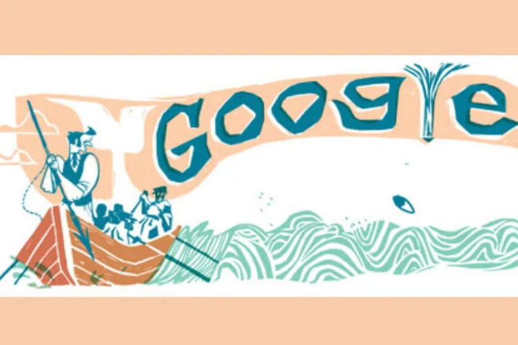 Doodle de hoje é homenagem aos 161 anos da publicação do romance "Moby Dick" do escritor americano Herman Melville (Reprodução/Exame.com)