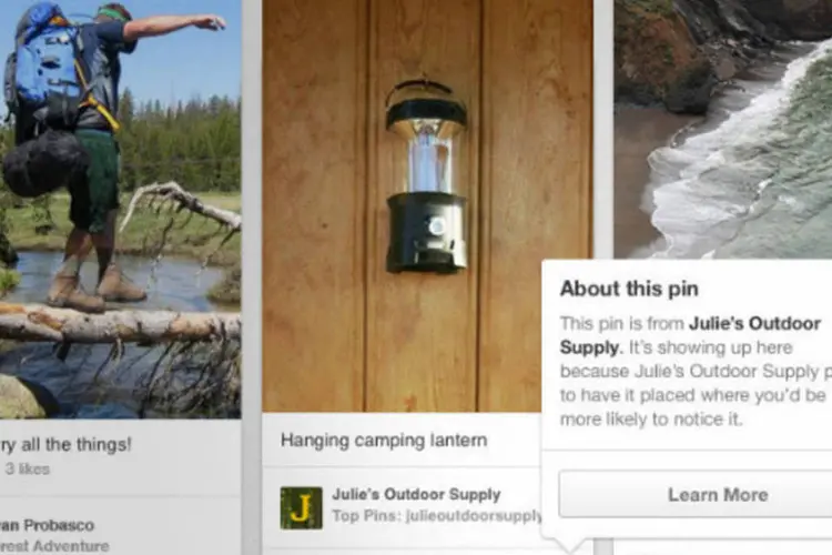 Publicidade no Pinterest: rede social passou a permitir que as marcas coloquem seu conteúdo em destaque, ao lado de outros pin’s regulares do feed de um usuário (Reprodução)