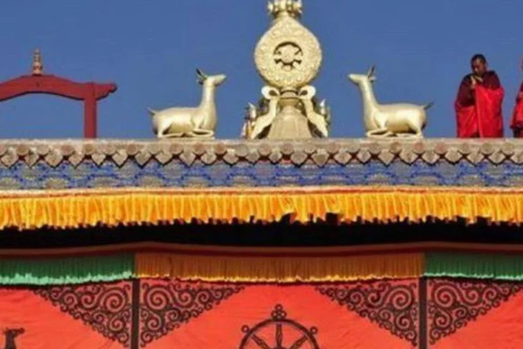 Monges tibetanos na província chinesa de Qinghai, noroeste do país (Frederic J. Brown/AFP)