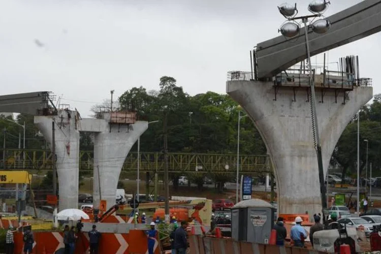 Obra do monotrilho de São Paulo, após viga cair e matar um operário (Marcello Casal Jr/ABr)