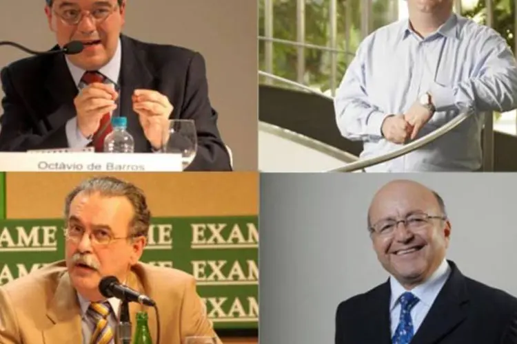 Economistas fizeram projeções para EXAME.com; no sentido horário, a partir do canto superior esquerdo: Octávio de Barros, Ilan Goldfajn, Maílson da Nóbrega e J.R. Mendonça de Barros (Montagem/Exame.com)