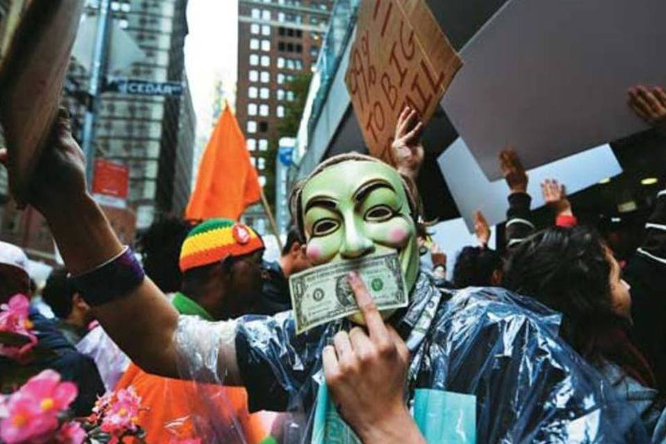 A voz dos 99%, em Nova York: o movimento Ocupe tomou ruas por todo o mundo em protesto contra a desigualdade (Emanuel Dunand/AFP Photo)