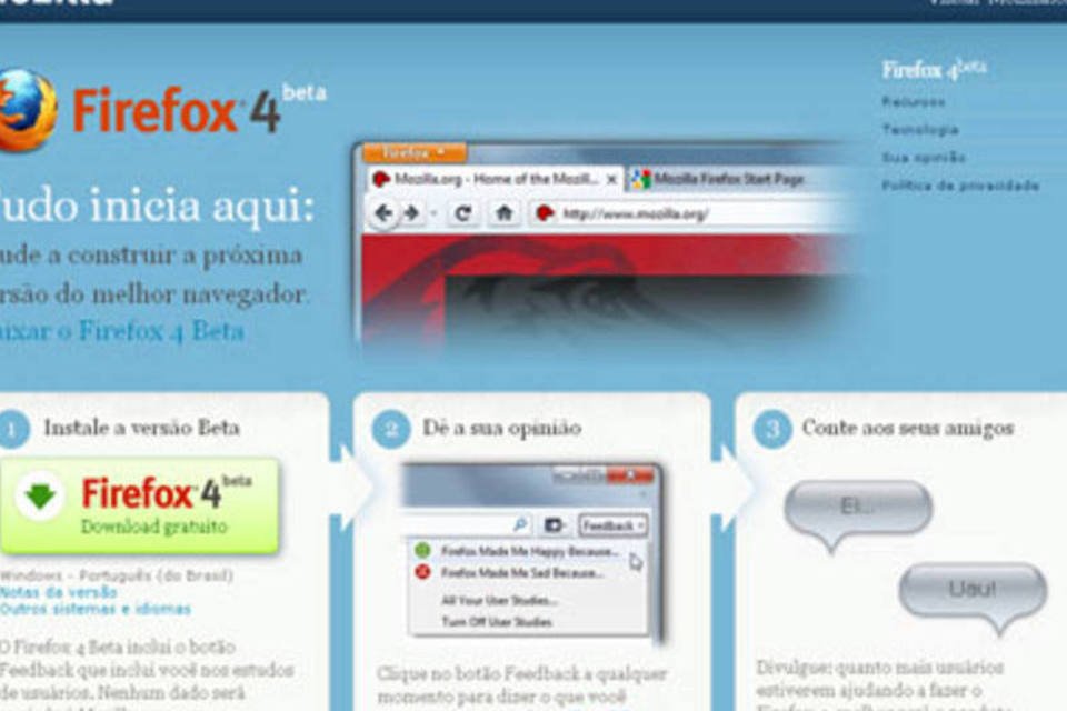 Mozilla lança versão beta do Firefox 4, de novo