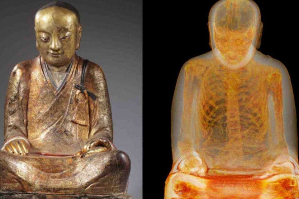 Povoado denuncia roubo de estátua com monge mumificado
