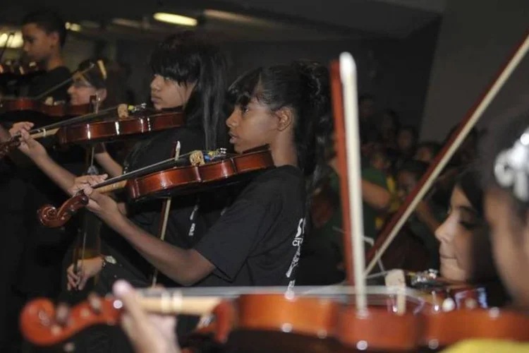 Orquestra e coro na Câmara: flash mob foi realizado junto com Comitê CD-Cidadania (José Cruz/ABr)