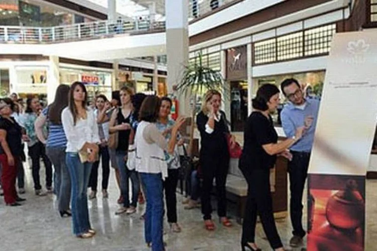 Sampling da Natura em shopping de São Paulo: máquina também estava conectada às redes sociais (Divulgação)