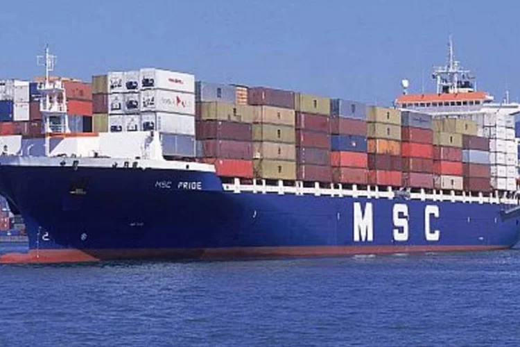 Navio cargueiro porta-contêineres próximo ao Porto de Santos (.)