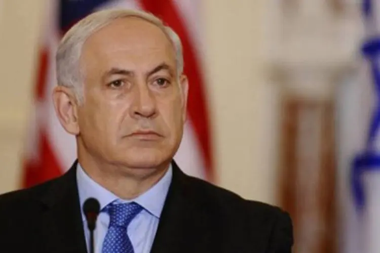 Benjamin Netanyahu, primeiro-ministro israelense: para alcançar um acordo de paz, o premiê e o presidente da ANP, Mahmud Abbas, se comprometeram a fazer reuniões a cada 15 dias nos próximos 12 meses (Jewel Samad/AFP)