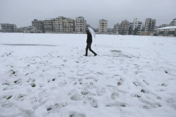 Neve na Síria: províncias mais afetadas foram Sueida, Quneitra e Damasco, diz agência "Sana" (Bassam Khabieh/Reuters)