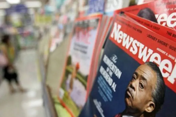 
	Newsweek nas bancas: revista distribuiu 70 mil exemplares a US$ 7,99 em seu retorno &agrave;s bancas, uma tiragem muito mais modesta do que a que tinha antes de fechar sua vers&atilde;o impressa
 (AFP)