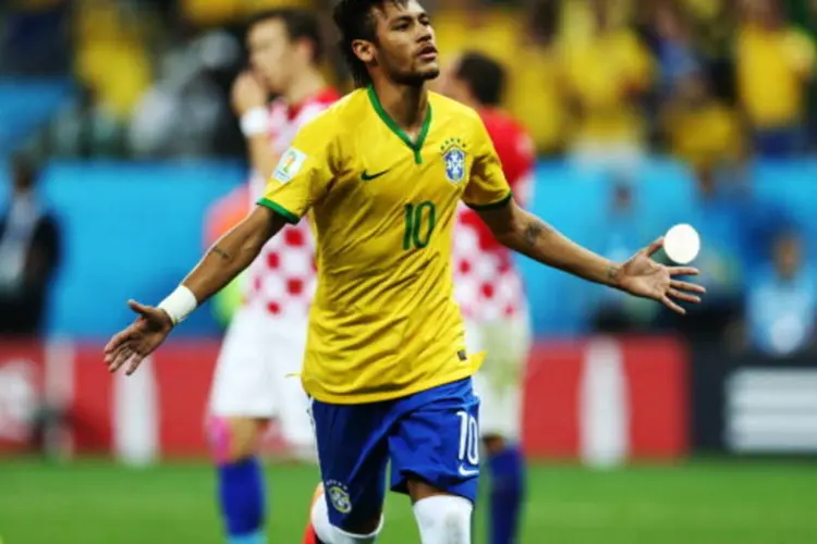 Neymar comemora gol contra a Croácia: Neymar foi o jogador mais mencionado no Twitter (Getty Images)
