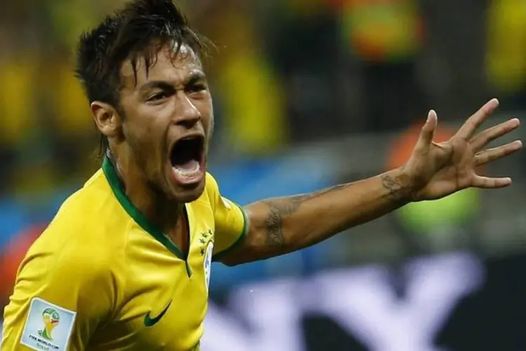 Neymar comemora o gol contra a Croácia durante a abertura da Copa do Mundo de 2014 (Damir Sagolj/Reuters/Reuters)