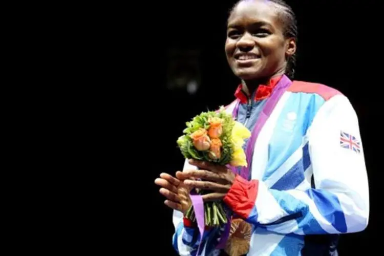 
	Nicola Adams comemora vit&oacute;ria no boxe durante as Olimp&iacute;adas 2012
 (Getty Images)