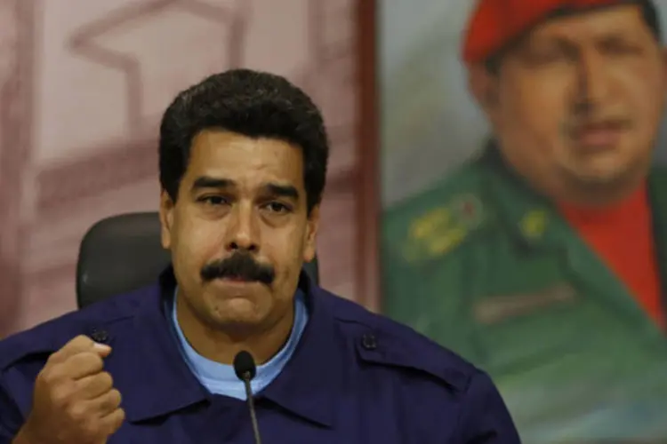 Presidente da Venezuela, Nicolás Maduro, durante uma conferência de imprensa no Palácio Miraflores, em Caracas (Carlos Garcia Rawlins/Reuters)