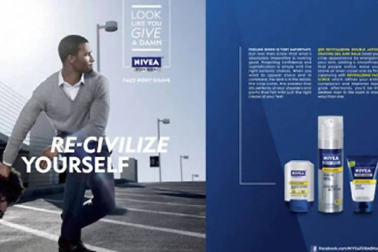 Propaganda da Nivea: um aviso de que homens podem se tratar melhor, ou racismo mesmo? (Divulgação)