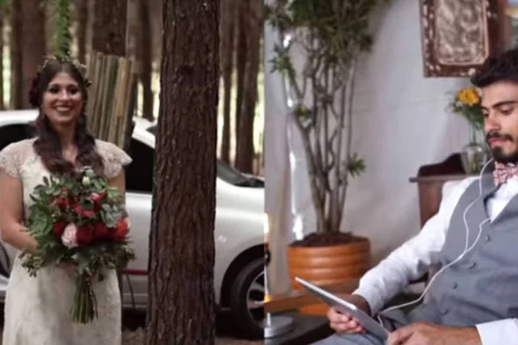 
	Noiva em a&ccedil;&atilde;o da Nissan: por meio de fot&oacute;grafos de casamento, foram enviados question&aacute;rios para dezenas de noivas
 (Reprodução/ Youtube)