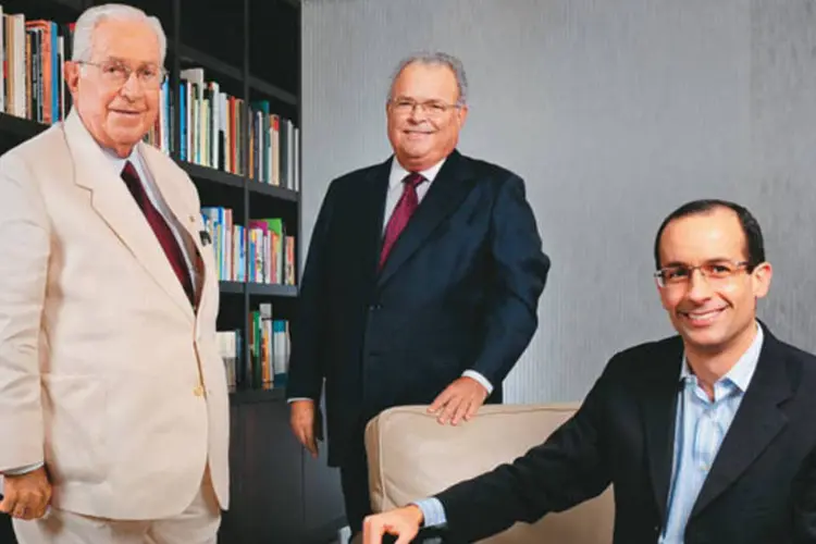 Norberto (à esquerda), Emílio e Marcelo, as três gerações da família Odebrecht (Germano Lüders/Exame)