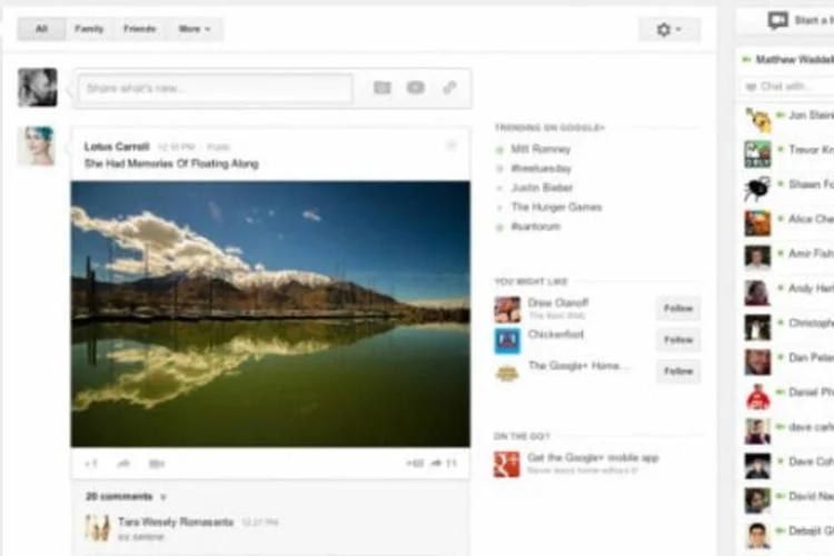 
	Interface do Google+: crescimento pode ser explicado pelas a&ccedil;&otilde;es da gigante das buscas que objetivam integrar a rede social aos outros servi&ccedil;os da empresa, como Gmail
 (Divulgação)