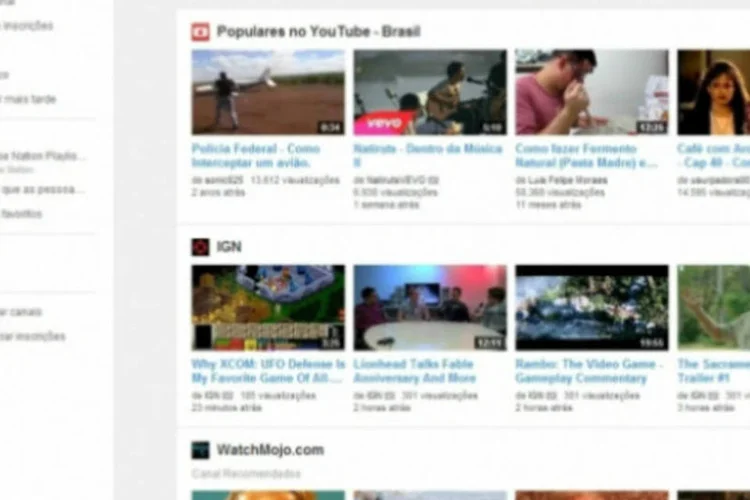 Nova interface do YouTube: listas de reprodução ganharam mais destaque, e qualquer uma curtida ou criada aparece em “Playlists” em menu do lado esquerdo (Reprodução/youtube.com)