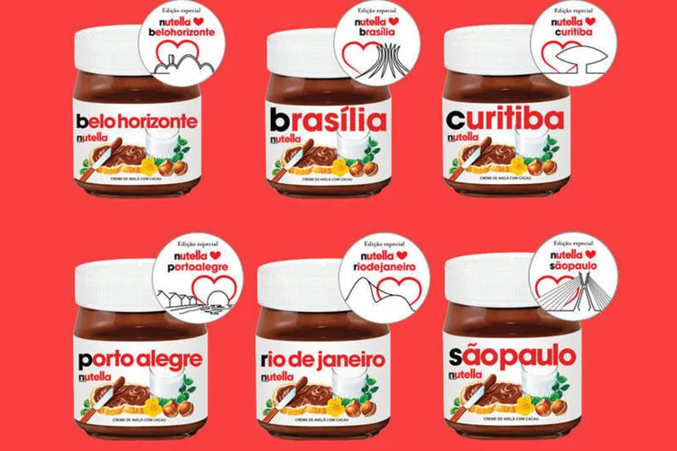 
	Nutella com nomes de cidades brasileiras: os &iacute;cones dos principais s&iacute;mbolos de cada cidade deixam as tampas ainda mais charmosas e exclusivas
 (Divulgação)