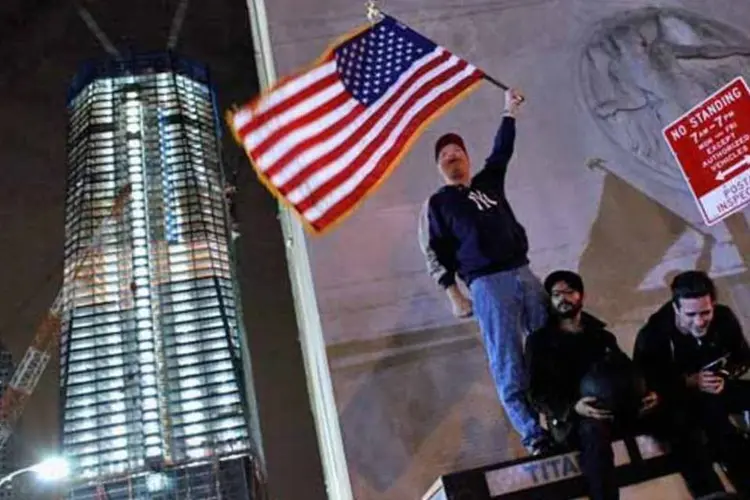 Americanos comemoram a morte de Osama bin Laden  em Nova Yorque (Getty Images)