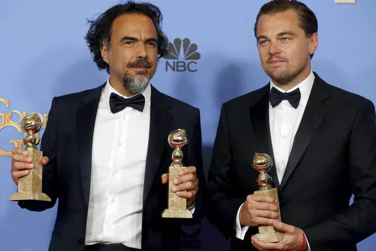 
	Alejandro Gonz&aacute;lez I&ntilde;&aacute;rritu e Leonardo DiCaprio: indicados como Melhor Dire&ccedil;&atilde;o e Melhor Ator, respectivamente
 (REUTERS/Lucy Nicholson)