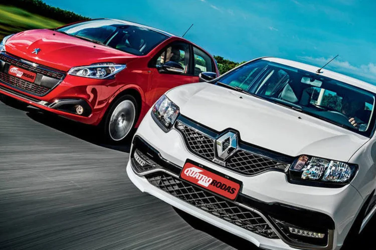 Peugeot 208 GT e Renault Sandero: estilos distintos, mas ambos com disposição para acelerar  (Marco de Bari/ Quatro Rodas)
