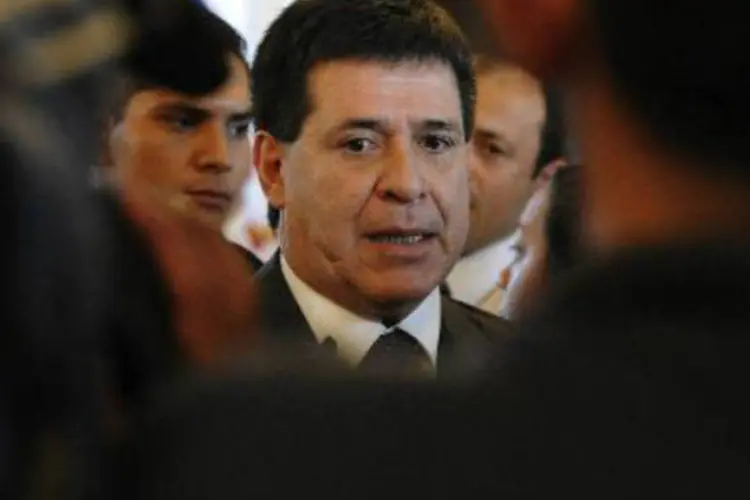 O presidente do Paraguai, Horacio Cartes, durante entrevista coletiva em Assunção: "Para mim, o mais importante não é a presidência (do Mercosul)" (AFP)