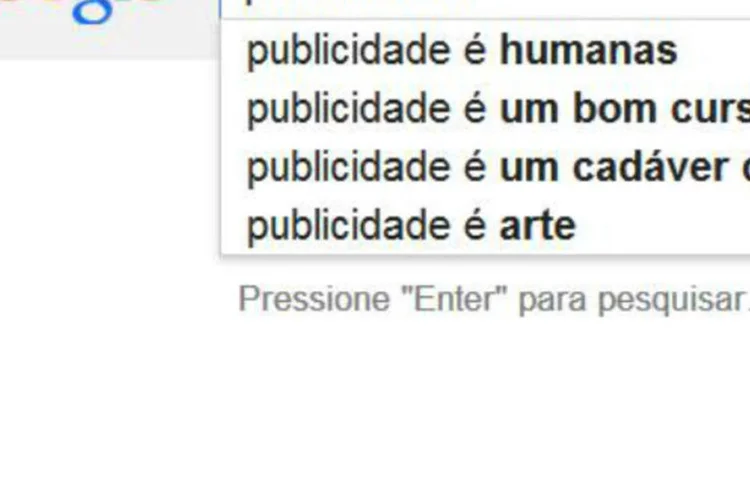 
	O que o Google diz sobre a publicidade: recurso exibe, entre outros resultados, a frase do fot&oacute;grafo Oliviero Toscani
 (Reprodução)