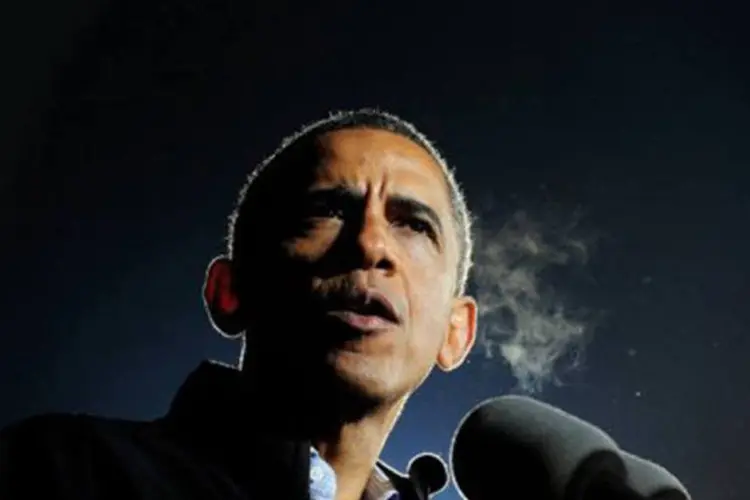 O presidente Barack Obama discursa em Des Moines, Iowa, em 5 de novembro
 (Jewel Samad/AFP)
