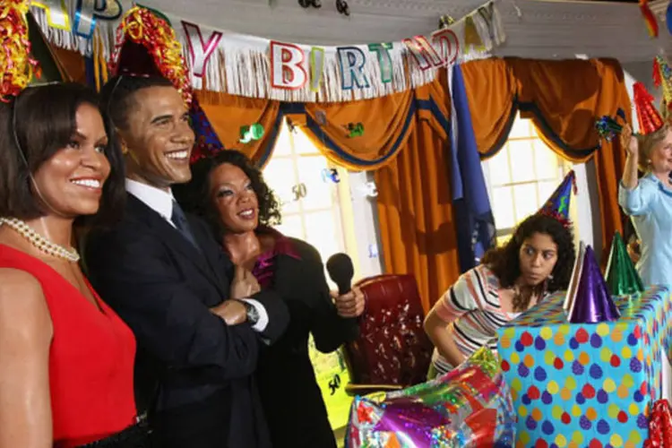 As figuras de cera de Obama, de sua esposa Michelle e da apresentadora de televisão Oprah Winfrey participaram da festa (Win McNamee/Getty Images)